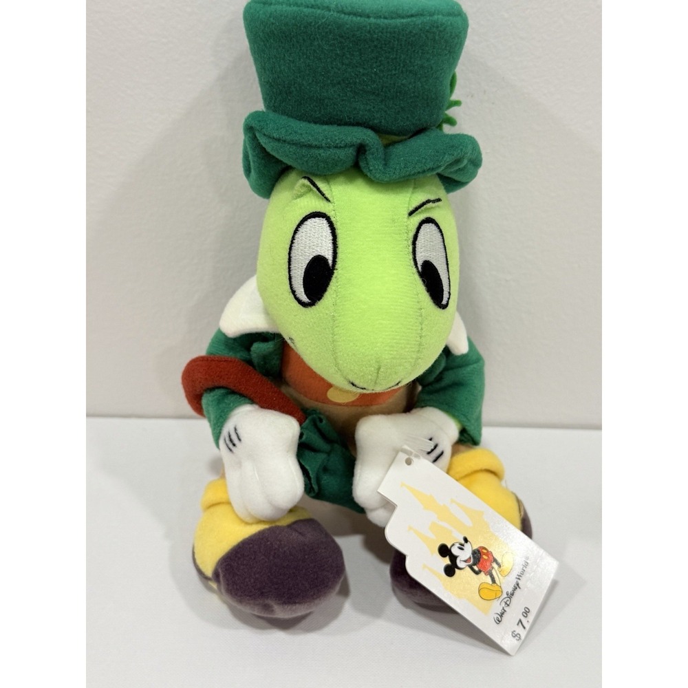Disney Store Jiminy Cricket Plush Mini Bean Bag St Patrick's Day 8" NWT